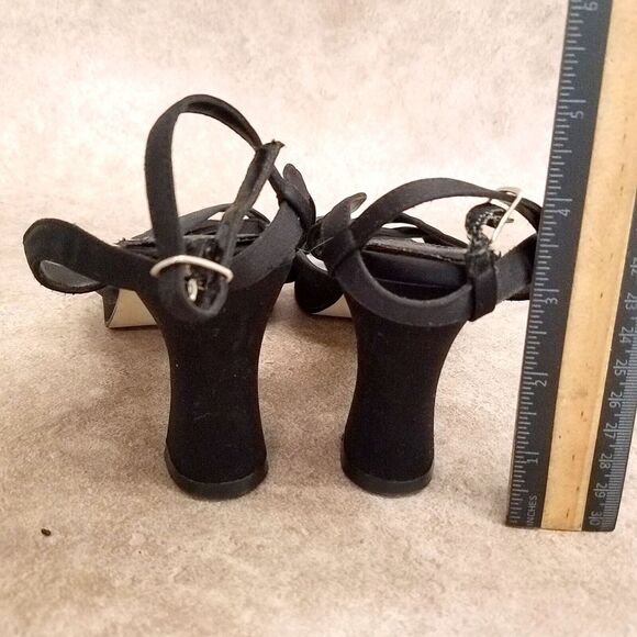 Diba East Womens Size 7.5 Black Fabric Ankle Strap Open Toe 3" Heels Sandals - Picture 6 of 11